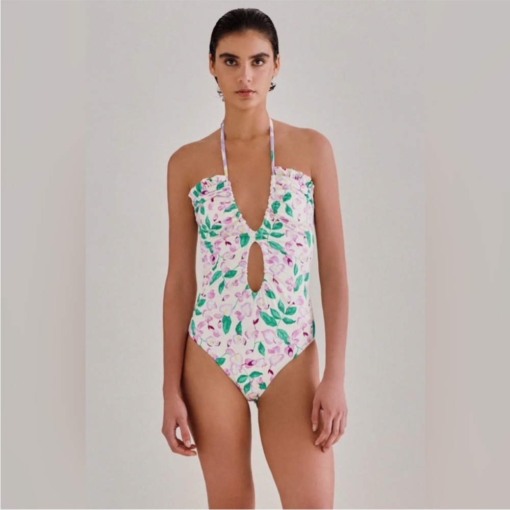 Pamlecea green and purple floral one piece